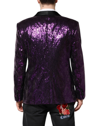 Dolce & Gabbana SICILIA Abrigo Chaqueta Morado con Lentejuelas