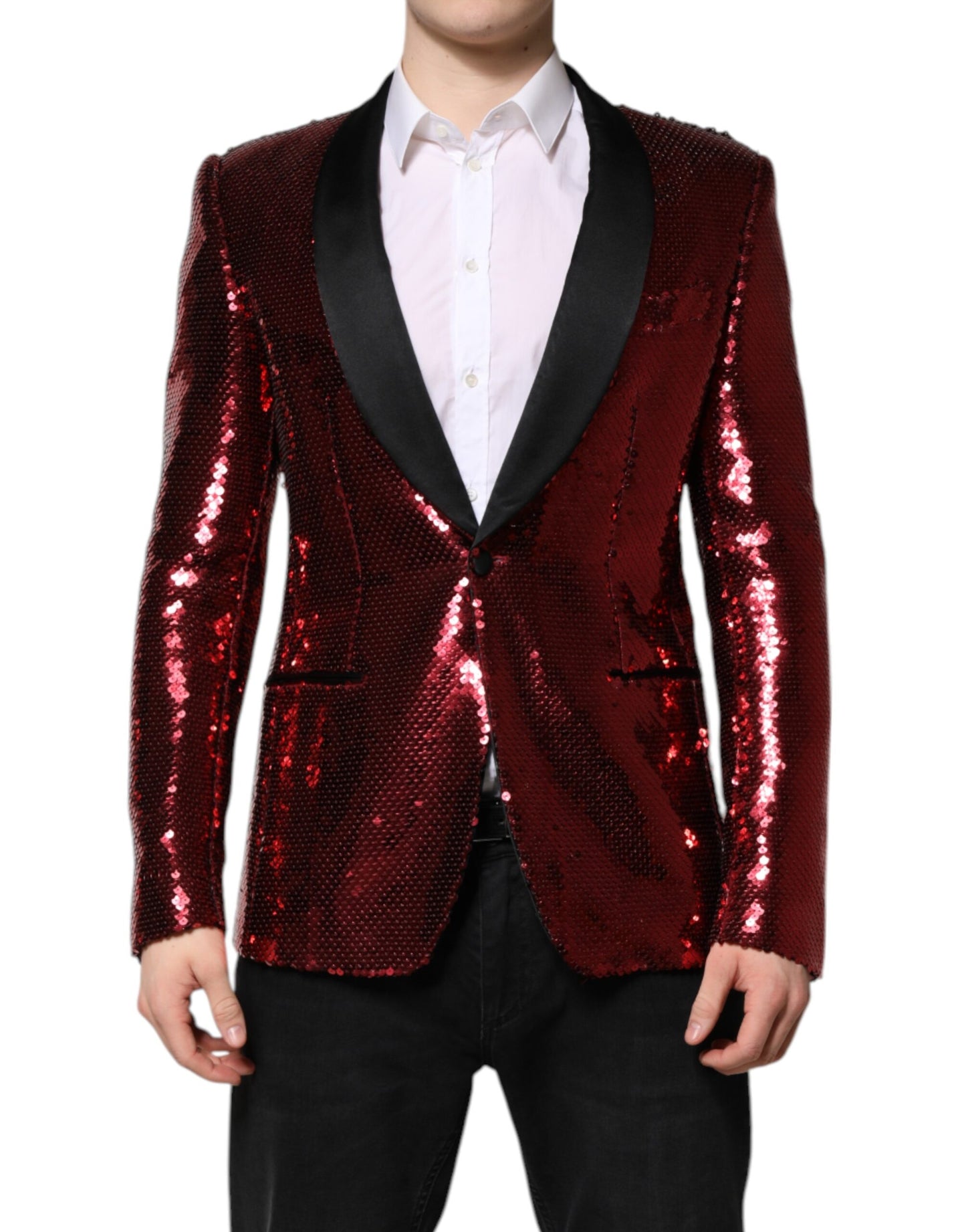Chaqueta blazer roja de lentejuelas SICILIA de Dolce & Gabbana