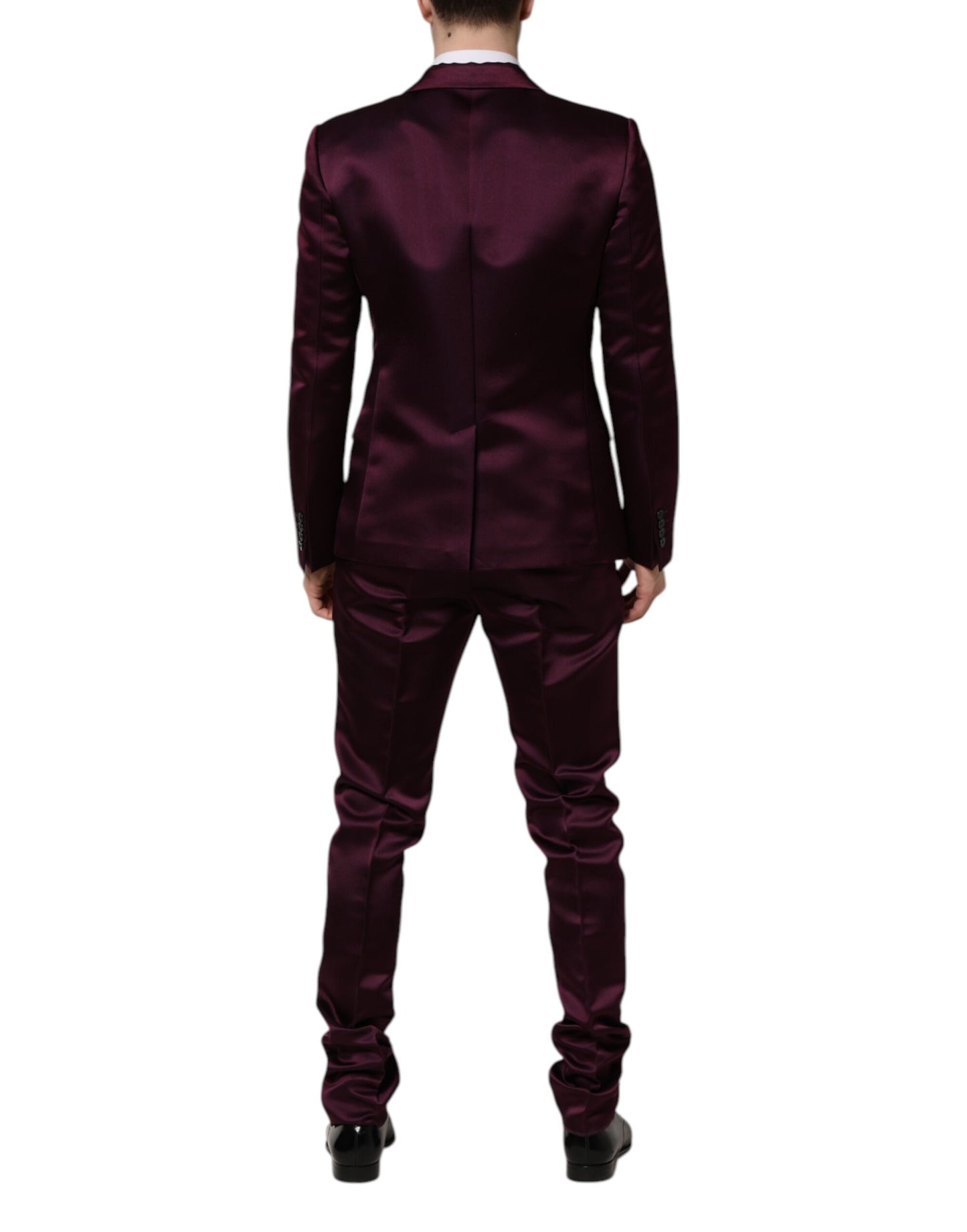 Traje de 3 piezas Dolce & Gabbana de seda morado oscuro con un solo botón