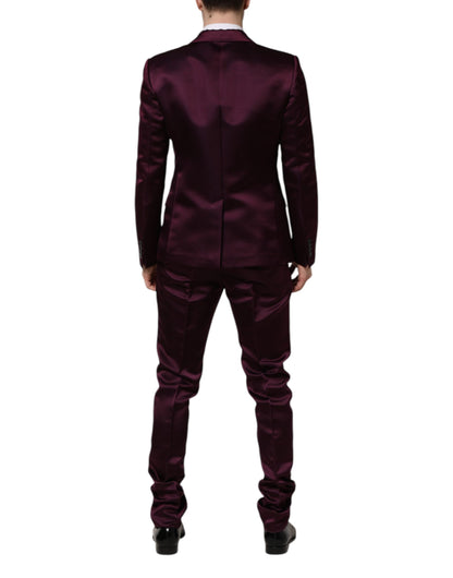 Traje de 3 piezas Dolce & Gabbana de seda morado oscuro con un solo botón