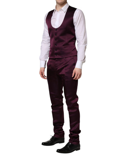 Traje de 3 piezas Dolce & Gabbana de seda morado oscuro con un solo botón