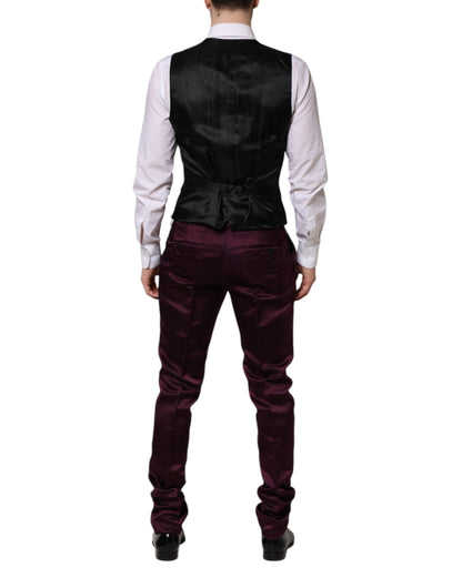 Traje de 3 piezas Dolce & Gabbana de seda morado oscuro con un solo botón