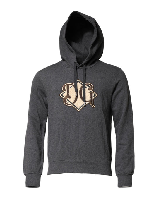 Sudadera con capucha y parche del logo gris de Dolce & Gabbana