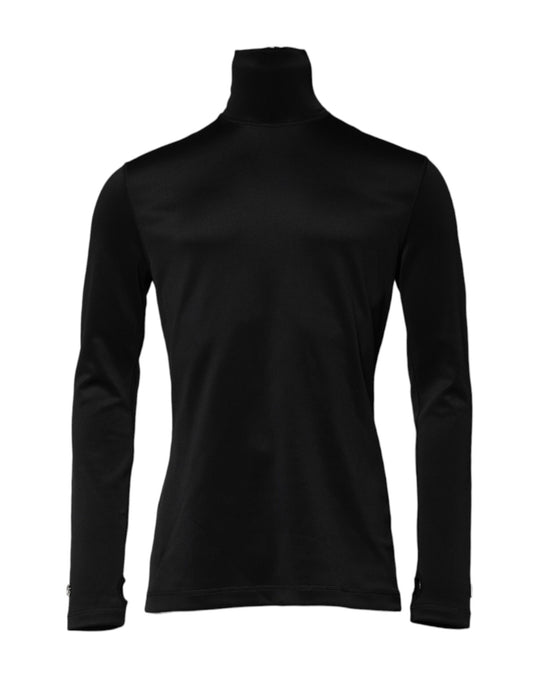 Suéter de cuello alto de poliéster negro Dolce & Gabbana