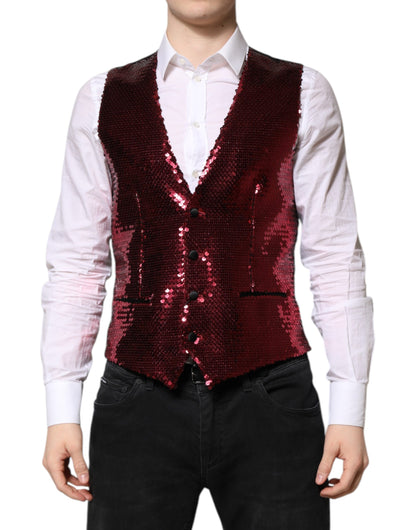 Chaleco de vestir formal de hombre con lentejuelas rojas de Dolce & Gabbana
