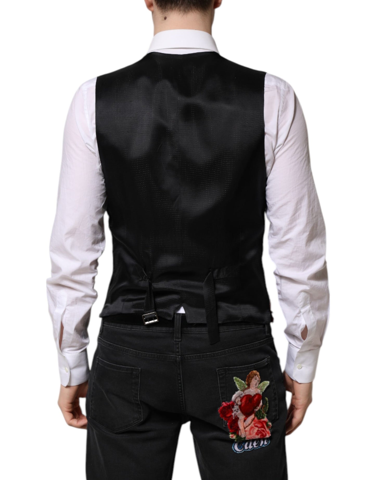 Chaleco de vestir formal de hombre con lentejuelas rojas de Dolce & Gabbana