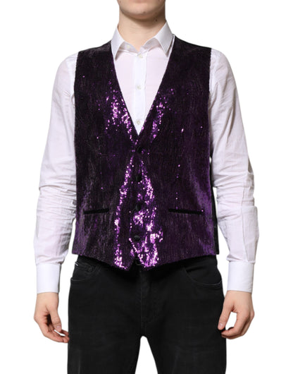 Chaleco formal Dolce & Gabbana morado de lentejuelas