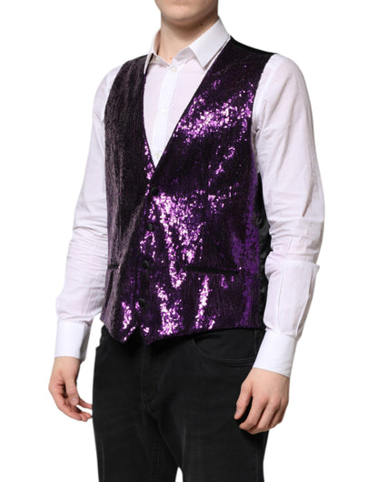 Chaleco formal Dolce & Gabbana morado de lentejuelas