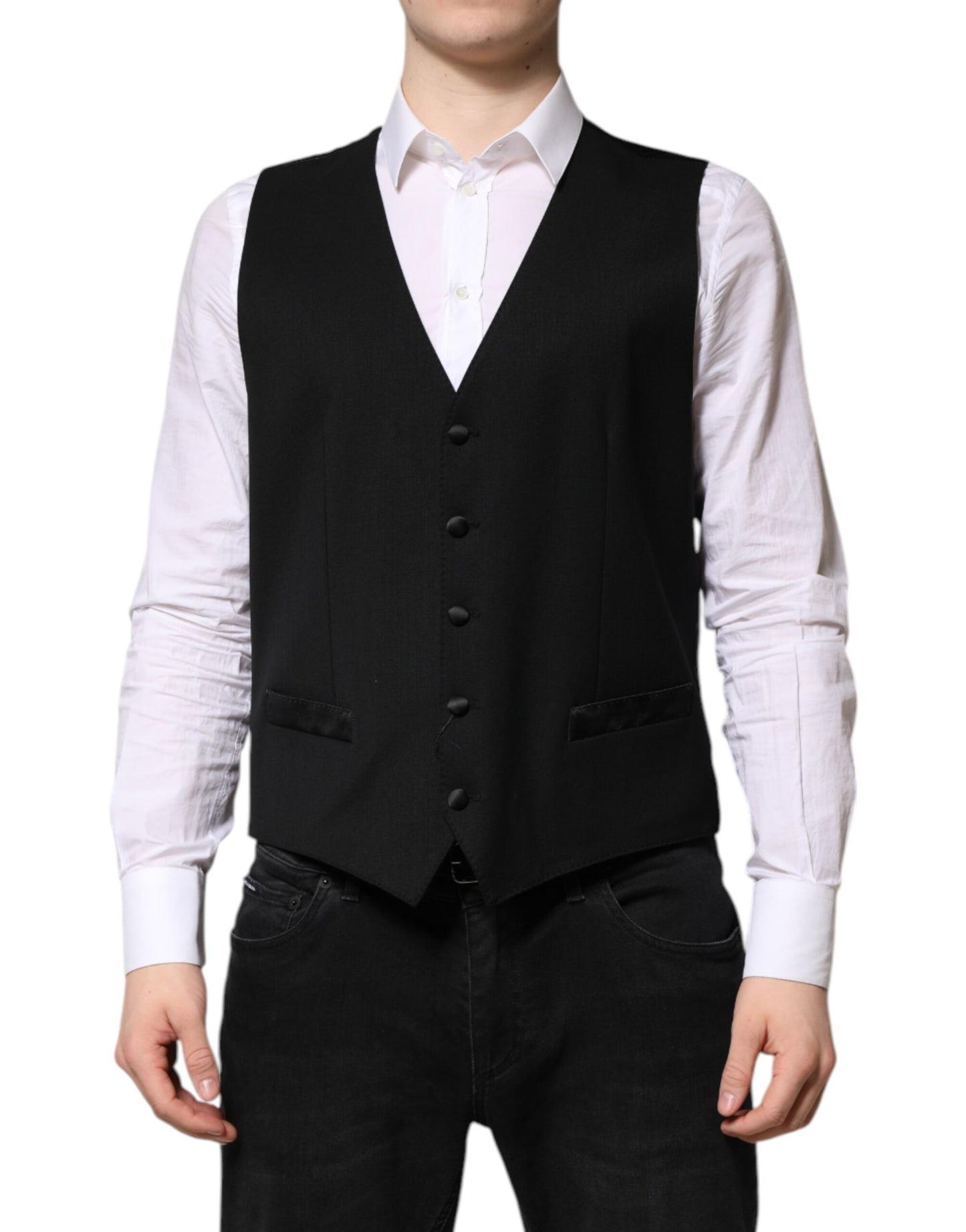 Chaleco de lana negro formal para hombre Dolce & Gabbana