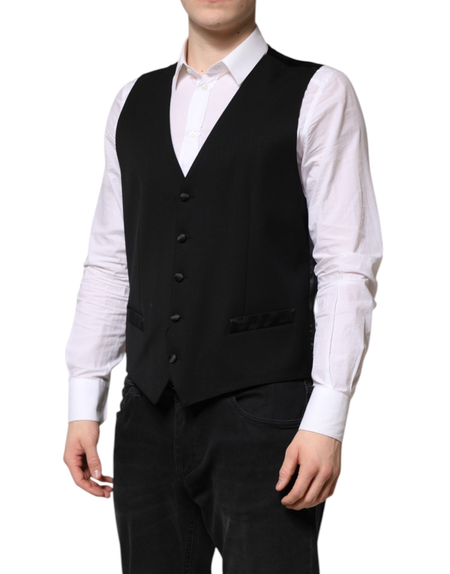 Chaleco de lana negro formal para hombre Dolce & Gabbana