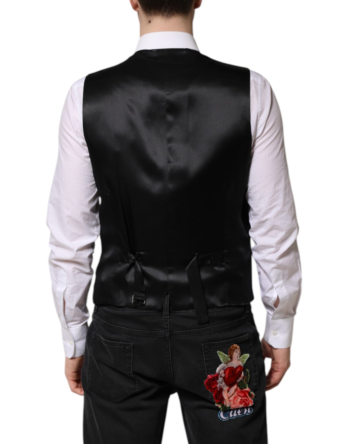 Chaleco de lana negro formal para hombre Dolce & Gabbana