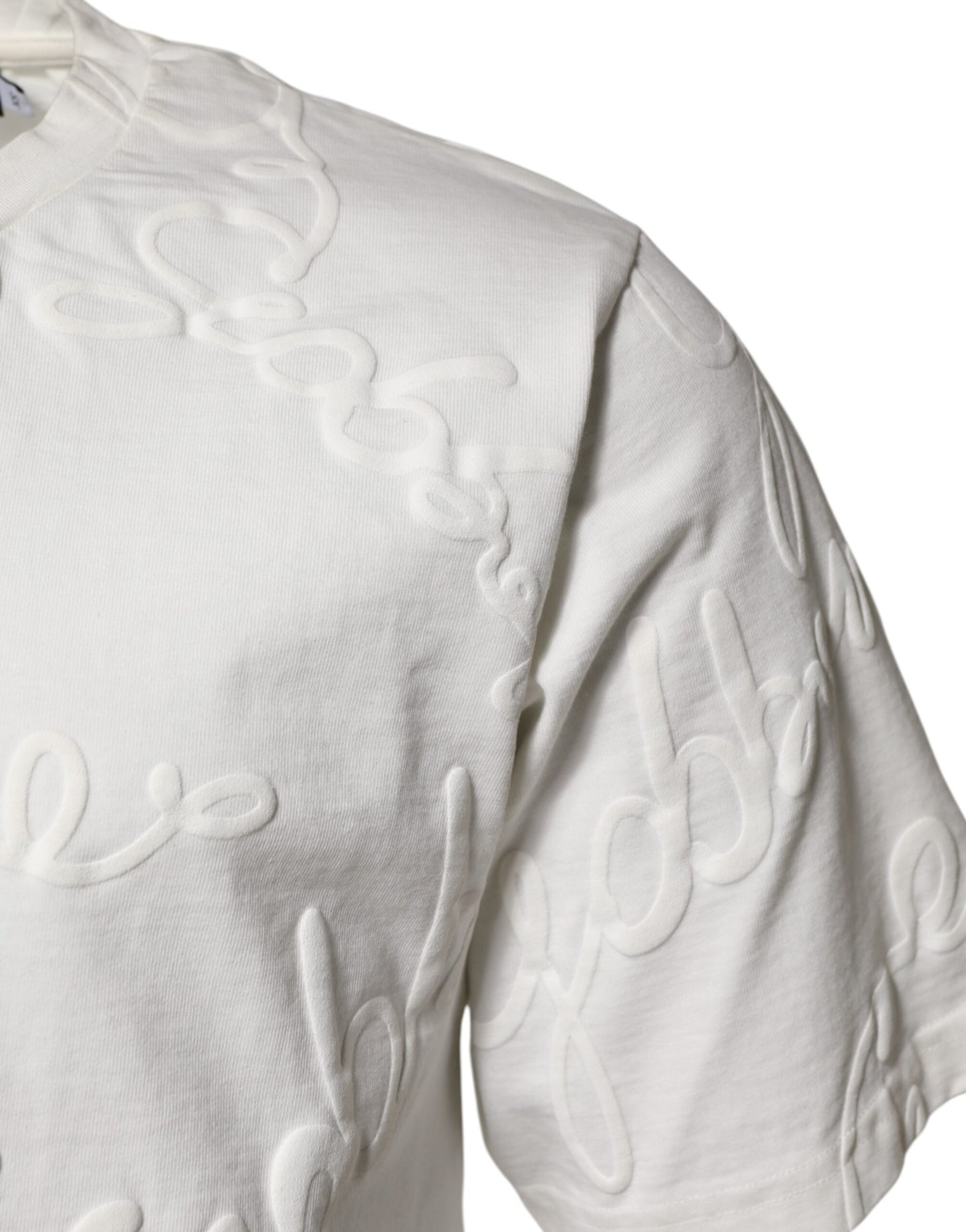Camiseta Dolce & Gabbana de cuello redondo en algodón blanco con logo grabado