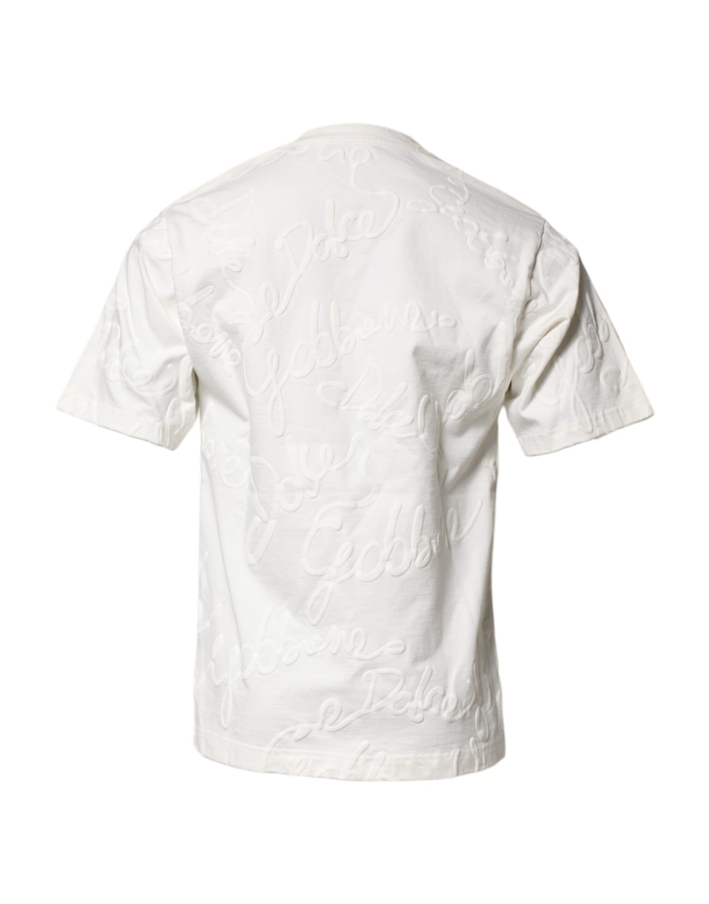 Camiseta Dolce & Gabbana de cuello redondo en algodón blanco con logo grabado