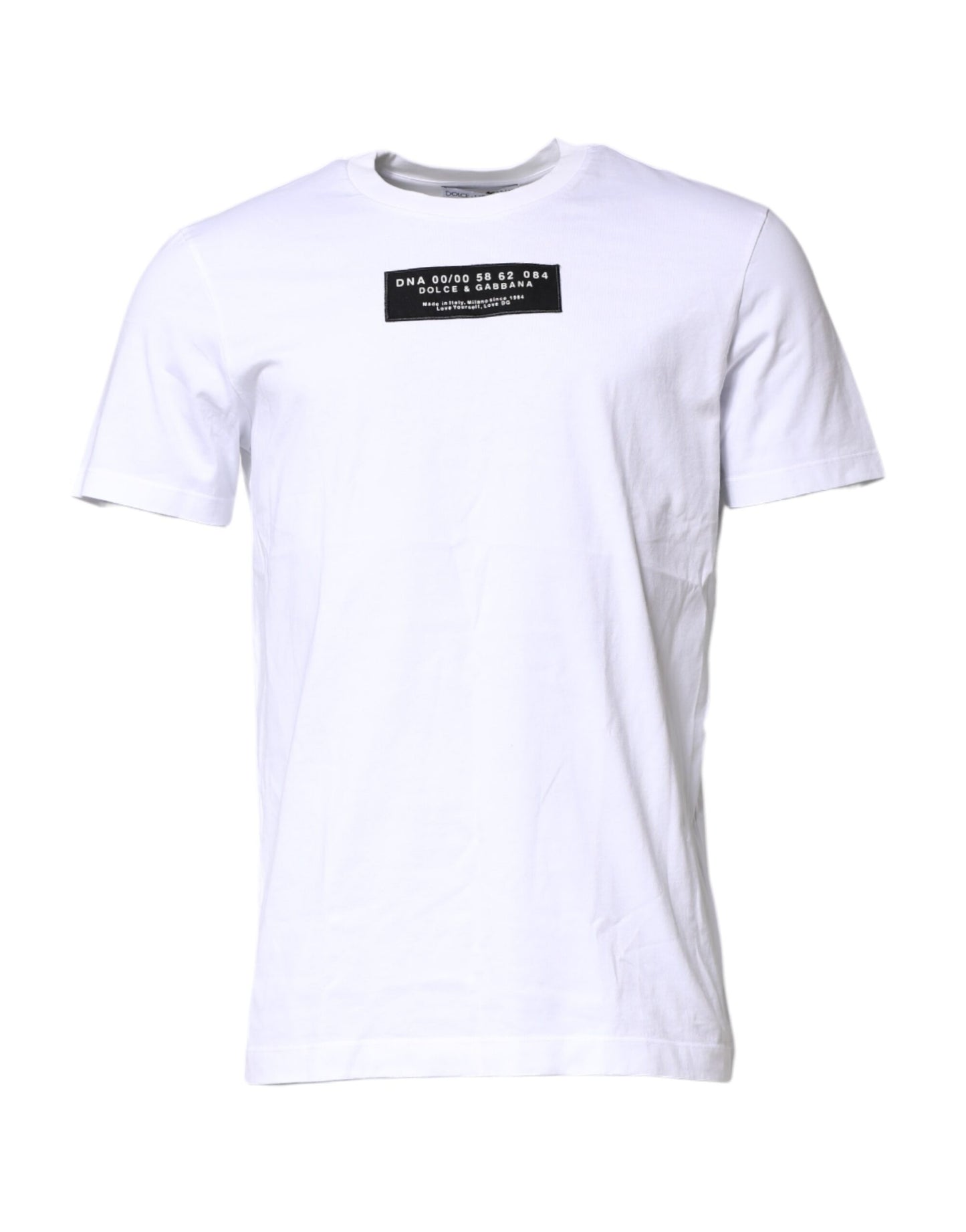 Camiseta blanca de algodón con logo y cuello redondo de Dolce & Gabbana