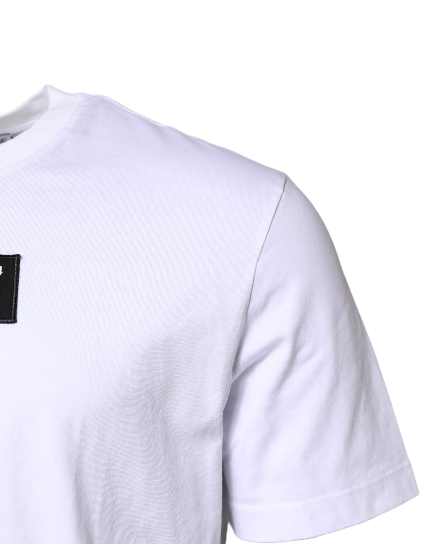 Camiseta blanca de algodón con logo y cuello redondo de Dolce & Gabbana