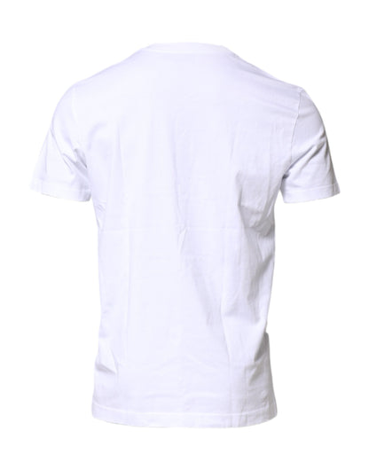 Camiseta blanca de algodón con logo y cuello redondo de Dolce & Gabbana