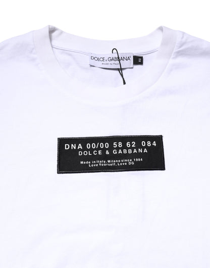 Camiseta blanca de algodón con logo y cuello redondo de Dolce & Gabbana