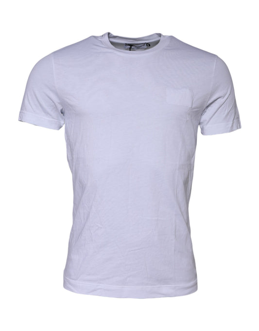 Camiseta blanca de algodón con logo y cuello redondo de Dolce & Gabbana