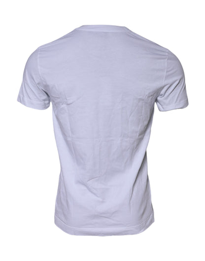 Camiseta blanca de algodón con logo y cuello redondo de Dolce & Gabbana