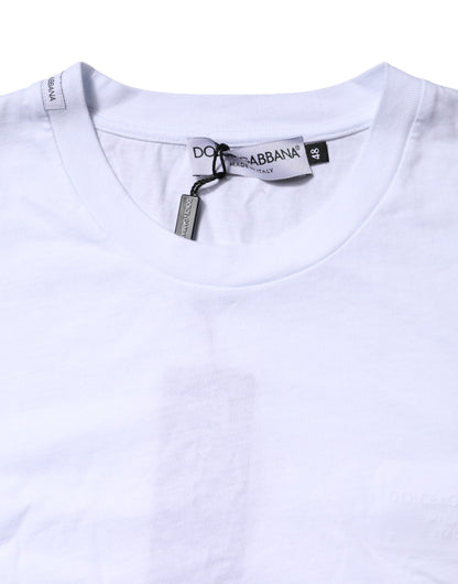 Camiseta blanca de algodón con logo y cuello redondo de Dolce & Gabbana