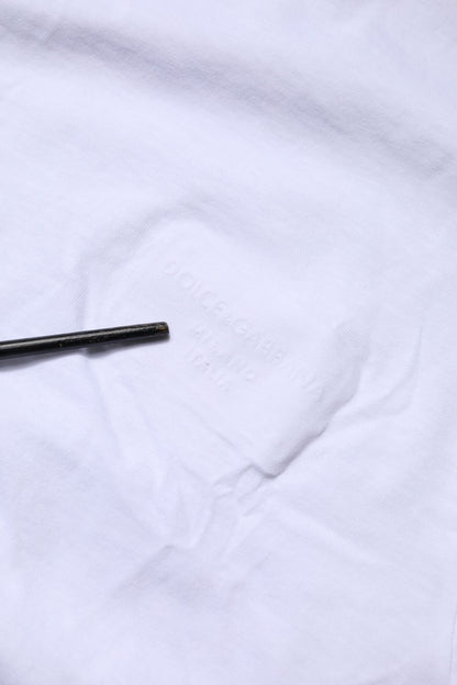 Camiseta blanca de algodón con logo y cuello redondo de Dolce & Gabbana
