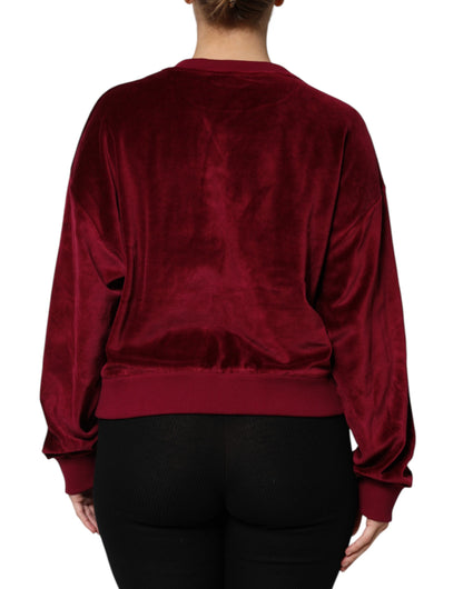 Suéter Dolce & Gabbana de terciopelo de algodón rojo con cuello redondo