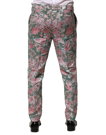 Pantalones de jacquard floral multicolor Dolce & Gabbana