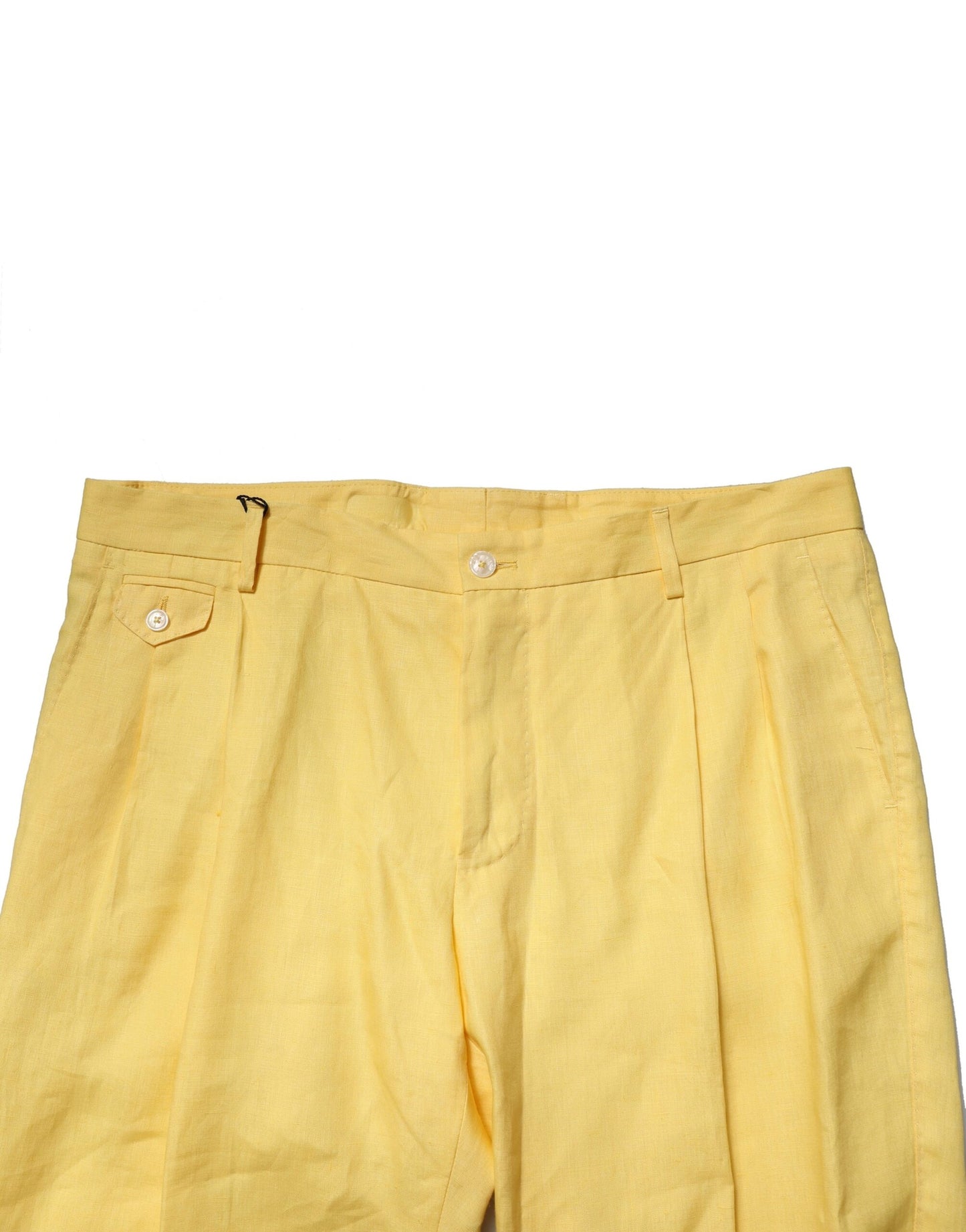 Dolce & Gabbana Pantalones de hombre de lino amarillo de corte ajustado