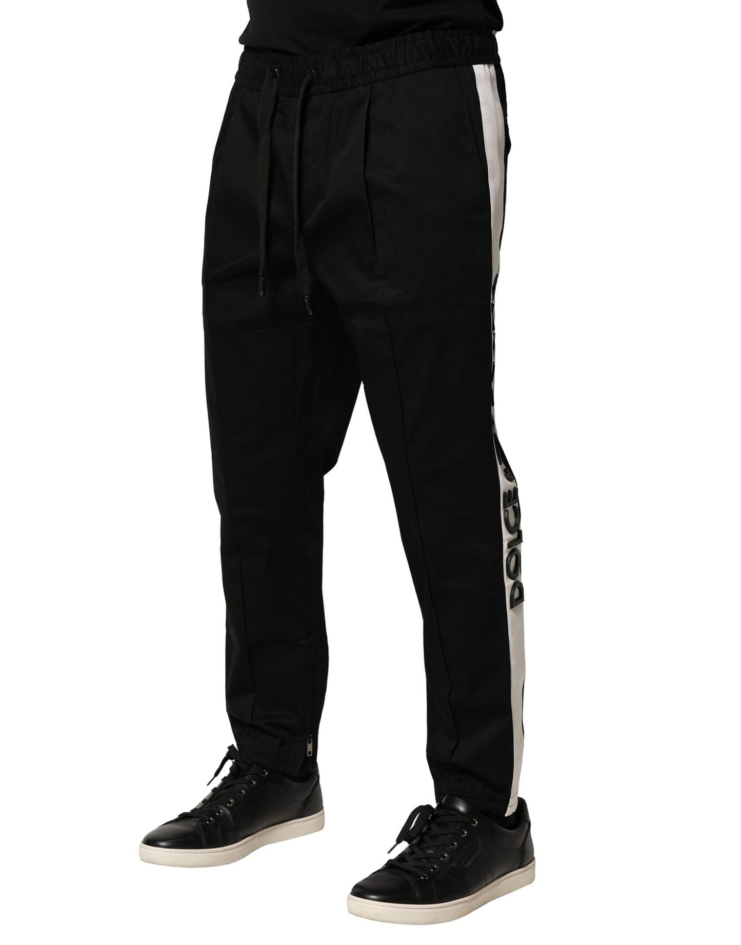 Pantalones jogger de algodón negro de talle medio de Dolce & Gabbana