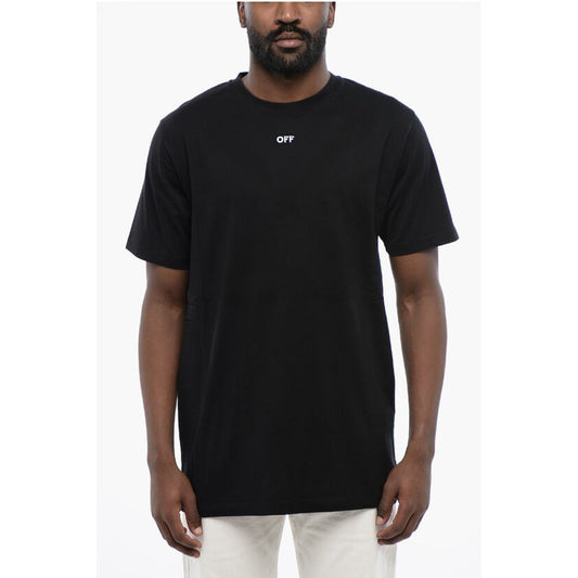 Camiseta Off-White de algodón negro con cuello redondo y flecha