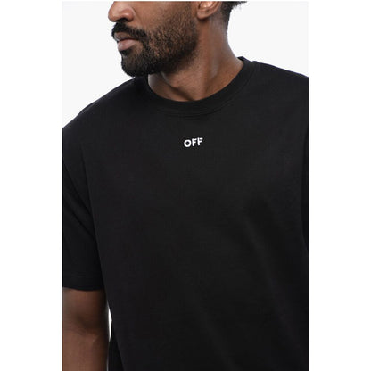 Camiseta Off-White de algodón negro con cuello redondo y flecha