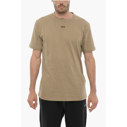 Camiseta Off-White de corte ajustado con cuello redondo y logo bordado