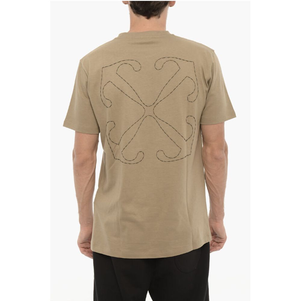Camiseta Off-White de corte ajustado con cuello redondo y logo bordado