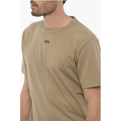 Camiseta Off-White de corte ajustado con cuello redondo y logo bordado
