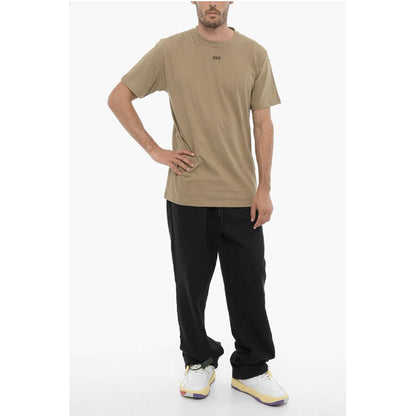 Camiseta Off-White de corte ajustado con cuello redondo y logo bordado
