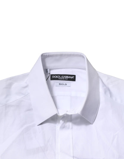 Camisa casual Dolce & Gabbana blanca de algodón y manga corta, GOLD