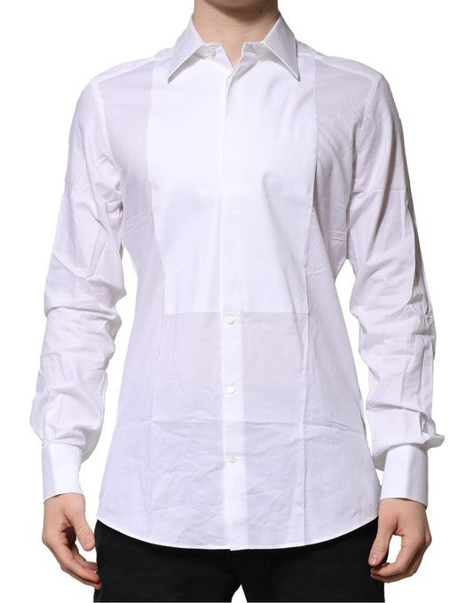 Camisa Formal de Algodón Popelín con Pechera Blanca GOLD para Hombre de Dolce & Gabbana