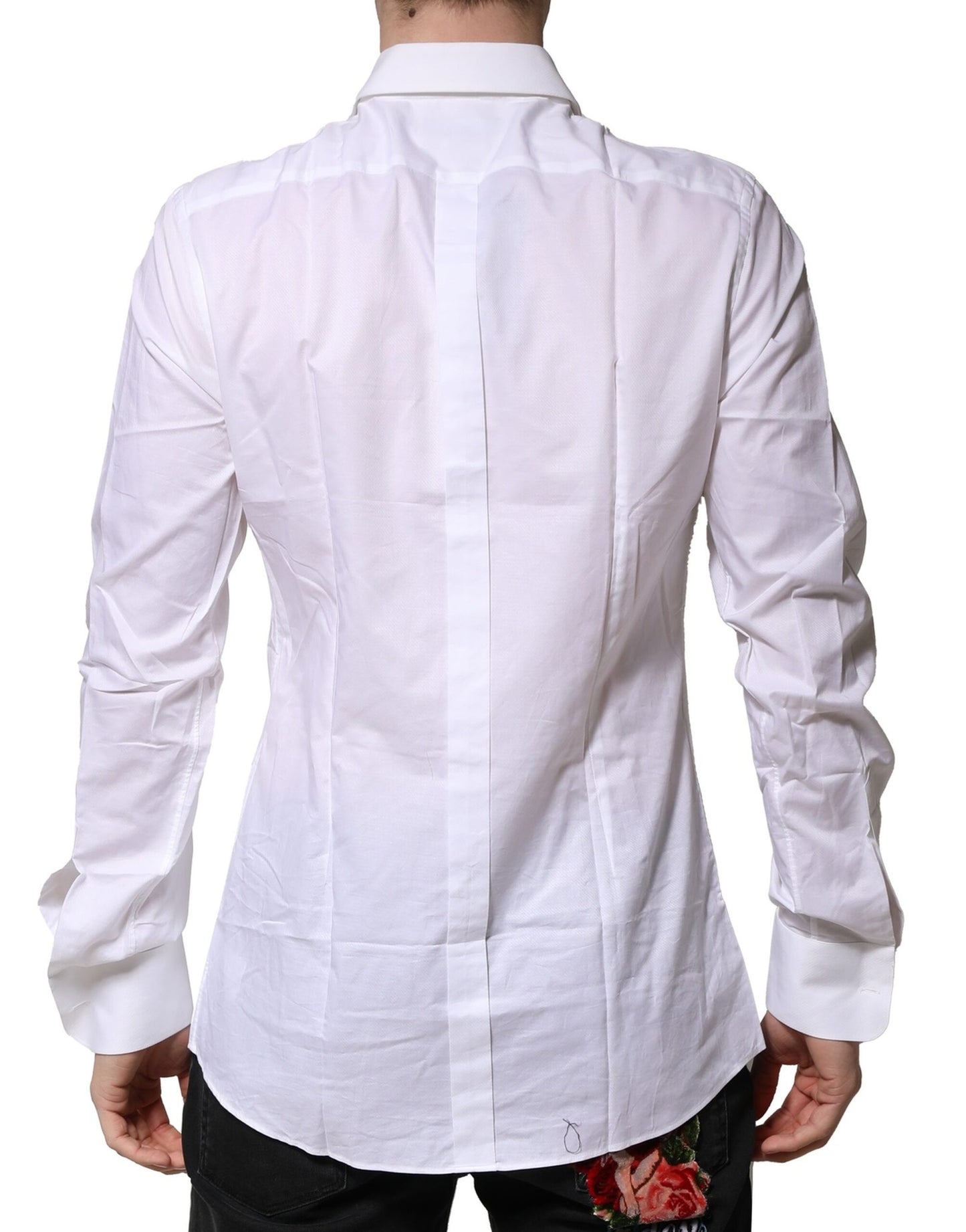 Camisa Formal de Algodón Popelín con Pechera Blanca GOLD para Hombre de Dolce & Gabbana
