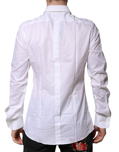Camisa Formal de Algodón Popelín con Pechera Blanca GOLD para Hombre de Dolce & Gabbana