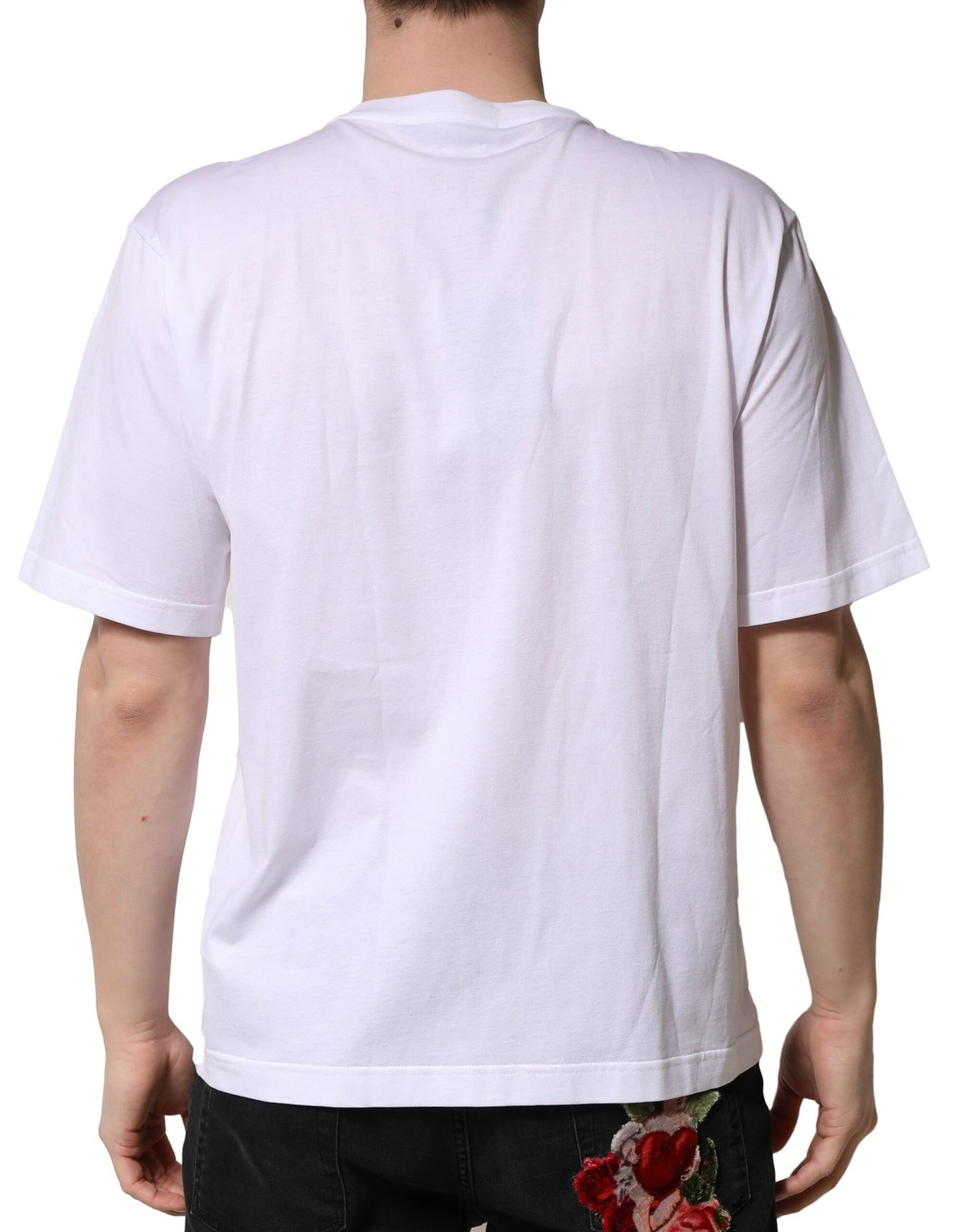 Camiseta Dolce & Gabbana blanca de algodón con cuello redondo y adornos