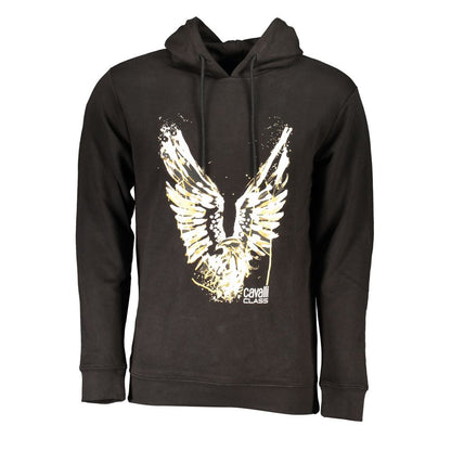 Sudadera con capucha de algodón negra para hombre Cavalli Class