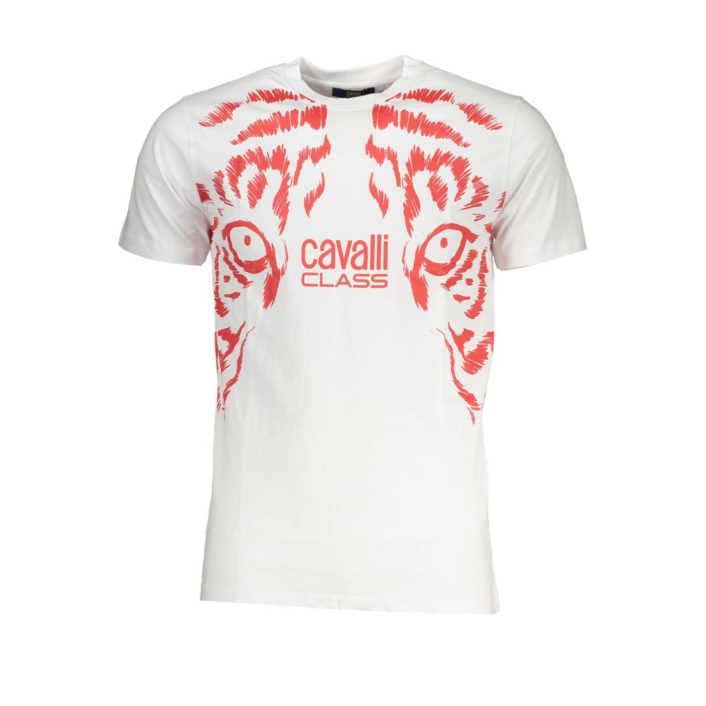 Camiseta de hombre de algodón blanca Cavalli Class