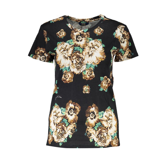 Camiseta de algodón negra Cavalli Class para mujer