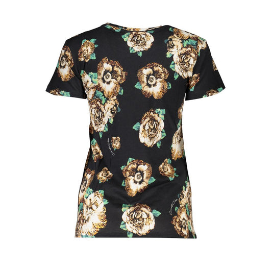 Camiseta de algodón negra Cavalli Class para mujer