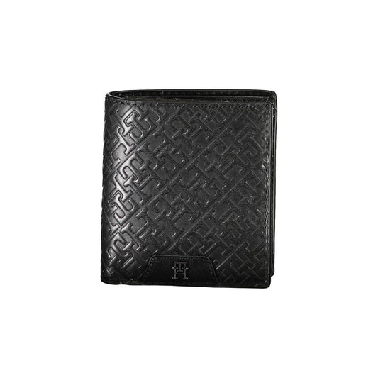 Cartera Tommy Hilfiger de cuero negro elegante con doble compartimento