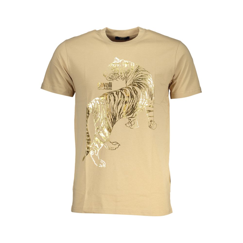 Camiseta de algodón beige para hombre Cavalli Class