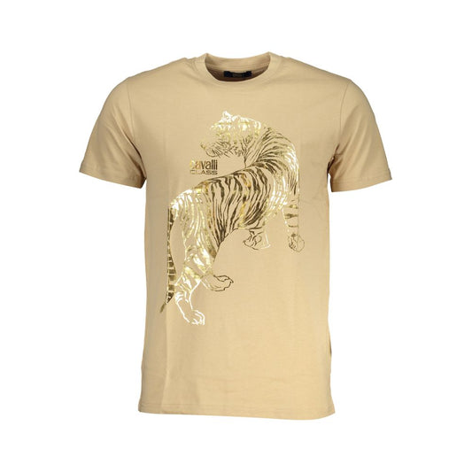 Camiseta de algodón beige para hombre Cavalli Class