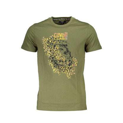 Camiseta de algodón verde Cavalli Class para hombre