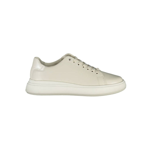 Zapatillas deportivas de piel beige Calvin Klein para mujer