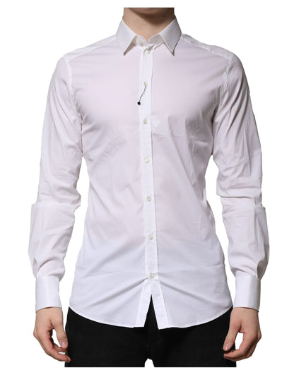 Camisa formal de manga larga Dolce & Gabbana de algodón blanco GOLD